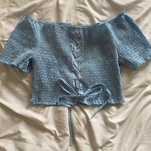 SHEIN Blue Lace up Top